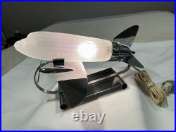 Vtg Sarsaparilla Art Deco Chrome Airplane Lamp Frosted Glass Excellent Cond