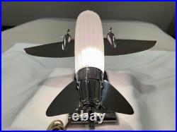 Vtg Sarsaparilla Art Deco Chrome Airplane Lamp Frosted Glass Excellent Cond