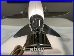 Vtg Sarsaparilla Art Deco Chrome Airplane Lamp Frosted Glass Excellent Cond