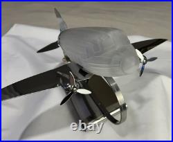 Vtg Sarsaparilla Art Deco Chrome Airplane Lamp Frosted Glass Excellent Cond