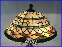 Vtg Stained Slag Glass Lamp Shade Arts & Crafts Mission Deco Tiffany Style 13.5