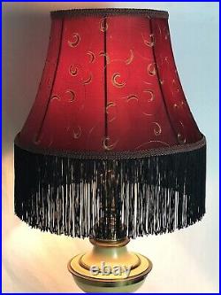 Vtg Victorian Art Deco Lamp Shade Burgundy Red Gold Black Boho 15 Bell Slip Uno