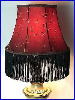 Vtg Victorian Art Deco Lamp Shade Burgundy Red Gold Black Boho 15 Bell Slip Uno