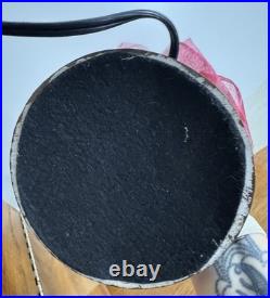 Vtg Woman Lady Profile Metal Lamp Mesh Pink Hat Shaped Shade 22 Tall Art Deco