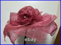 Vtg Woman Lady Profile Metal Lamp Mesh Pink Hat Shaped Shade 22 Tall Art Deco