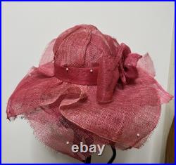 Vtg Woman Lady Profile Metal Lamp Mesh Pink Hat Shaped Shade 22 Tall Art Deco
