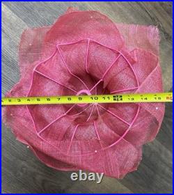 Vtg Woman Lady Profile Metal Lamp Mesh Pink Hat Shaped Shade 22 Tall Art Deco