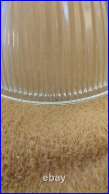 Vtg art deco halophane ribbed glass light shade 2 1/8 fitter 6.5 dia. 4 depth