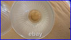 Vtg art deco halophane ribbed glass light shade 2 1/8 fitter 6.5 dia. 4 depth