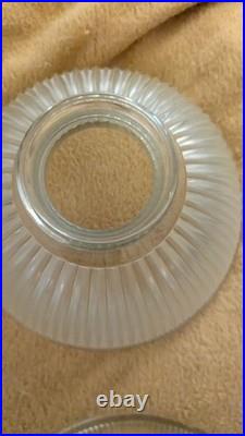 Vtg art deco halophane ribbed glass light shade 2 1/8 fitter 6.5 dia. 4 depth