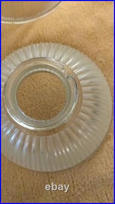 Vtg art deco halophane ribbed glass light shade 2 1/8 fitter 6.5 dia. 4 depth