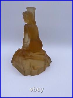 WALTHER & SOHNE Amber Glass ART DECO Table Lamp WOMAN