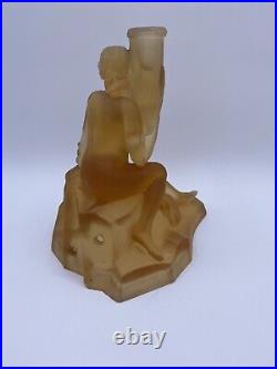 WALTHER & SOHNE Amber Glass ART DECO Table Lamp WOMAN