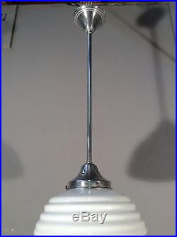 Wagenfeld BAUHAUS Lampe Ø25 OPAL-Glas ALU poliert INDUSTRIE-Design ART DECO