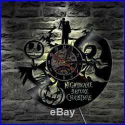 Wall Art The Nightmare Before Christmas Jack and Sally LED Back Lamp Clock Light