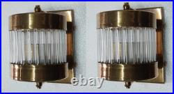 Wall Sconce Lamp Fixture 1 Pc Antique Art Deco Brass & Glass Rod Ship Light