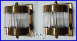 Wall Sconce Lamp Fixture 1 Pc Antique Art Deco Brass & Glass Rod Ship Light