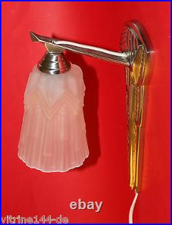Wandlampe ART DECO Design-Leuchte Wandarm silberfarben satiniertes Glas