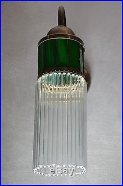 Wandlampe Wandleuchter Art Deco Messing Glas Jugendstil Lampe Glamour Antik