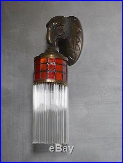 Wandleuchter Wandlampe Messing Art Deco Glas Jugendstil Lampe Glamour Antik Adle