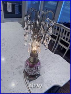 Waterfall Lamps Crystal Prisms Hollywood Regency Art Deco 1940's RARE Set Of 2