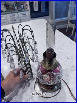 Waterfall Lamps Crystal Prisms Hollywood Regency Art Deco 1940's RARE Set Of 2