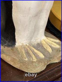 Whimsical VTG 1940's Art Deco Large Penguin Chalkware/Plaster Table Lamp withShade