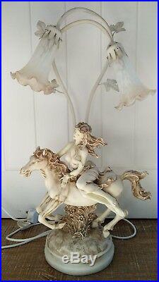 Widdop Bingham & Co Art Deco Table Floor Lamp Fairy Lady On A Horse White Base