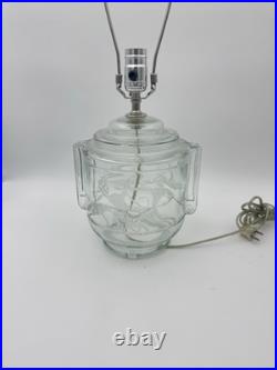 Wilhelm Hunt Diederich Art Deco Lamp Etched Nude Man With Dogs Hunting