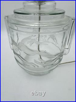 Wilhelm Hunt Diederich Art Deco Lamp Etched Nude Man With Dogs Hunting