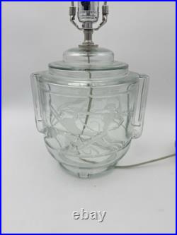 Wilhelm Hunt Diederich Art Deco Lamp Etched Nude Man With Dogs Hunting