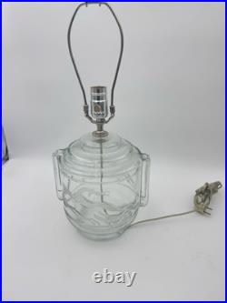 Wilhelm Hunt Diederich Art Deco Lamp Etched Nude Man With Dogs Hunting