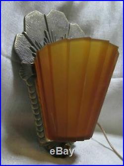 Williamson Beardslee Art Deco Slip Shade lamp globe replacement amber glass