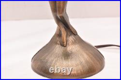 Winged Victory Art Deco CHANDLER II Nude + stained glass fan Boudoir Table Lamp