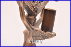 Winged Victory Art Deco CHANDLER II Nude + stained glass fan Boudoir Table Lamp