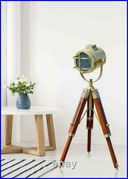 Wooden Tripod Floor Lamp Antique Nautical Home Decor Lighting Photographer's