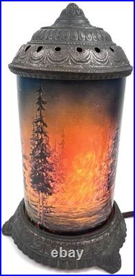 Works GREAT? Antique 1930 FOREST FIRE SCENIC IN MOTION Lamp Works Action Scene