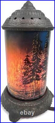 Works GREAT? Antique 1930 FOREST FIRE SCENIC IN MOTION Lamp Works Action Scene