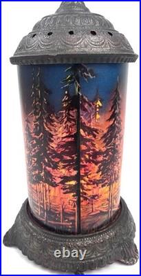 Works GREAT? Antique 1930 FOREST FIRE SCENIC IN MOTION Lamp Works Action Scene