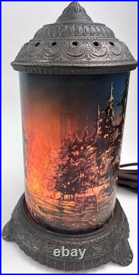 Works GREAT? Antique 1930 FOREST FIRE SCENIC IN MOTION Lamp Works Action Scene