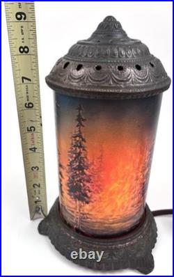 Works GREAT? Antique 1930 FOREST FIRE SCENIC IN MOTION Lamp Works Action Scene