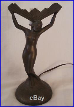XLNT Vintage Mid Century L&L WMC Nude Lady Figural Art Deco Style Table Lamp