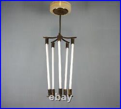 XL German Vintage Brass Art Deco Bauhaus Kaiser Neon Chandelier Lamp 30's 40's