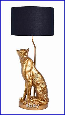 XL Table Lamp Leopard Gold Black Panther Art Deco Floor Light Desk 77cm