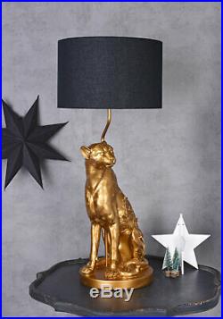 XL Tischlampe Leopard Gold Schwarz Panther Art Deco Bodenlampe Tischleuchte 77cm