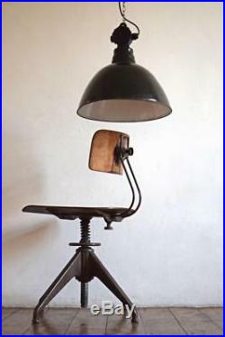 XXL Emaillelampe Groß Fabriklampe Vintage Alt Bauhaus Art Deco Antik Schwarz