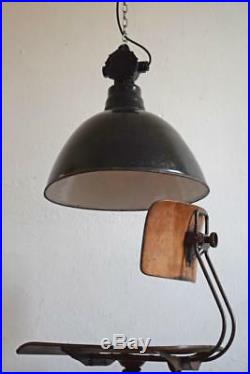 XXL Emaillelampe Groß Fabriklampe Vintage Alt Bauhaus Art Deco Antik Schwarz