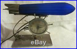 Zeppelin airplane lamp REPLACEMENT GLOBE ONLY 30' art deco shade blue glass USA